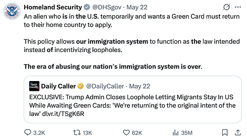 Скриншот твита Homeland Security от 22 мая 2026